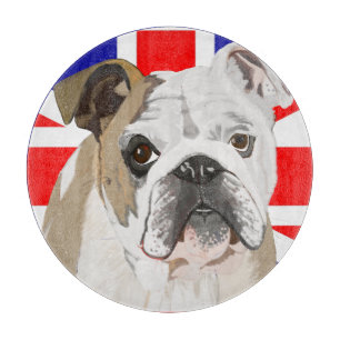 English Bulldog against a Union Jack background Cutting Board