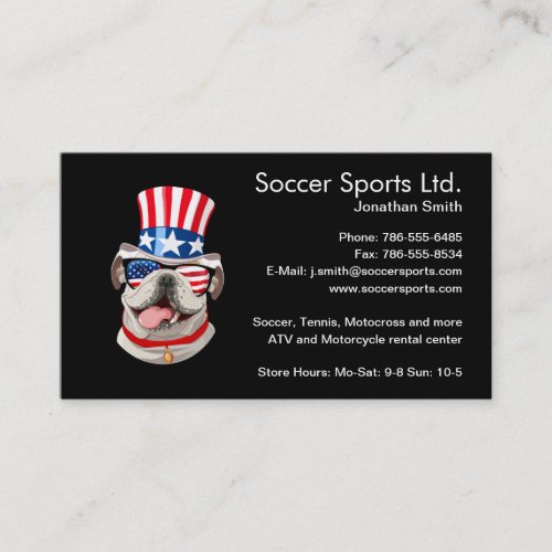 English Bulldog American Flag Hat 4th of July Dog Business Card