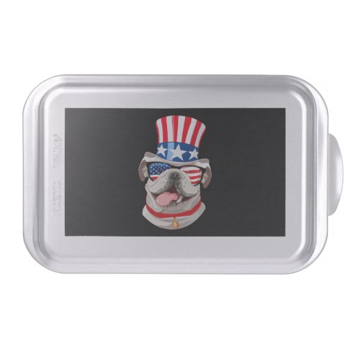 English Bulldog American Flag Hat 4th of July Dog Cake Pan