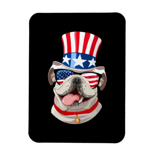 English Bulldog American Flag Hat 4th of July Dog Magnet