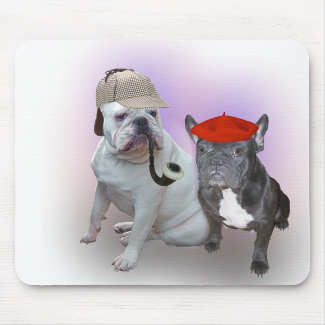 English Bulldog and French Bulldog Mouse Pad (Front)