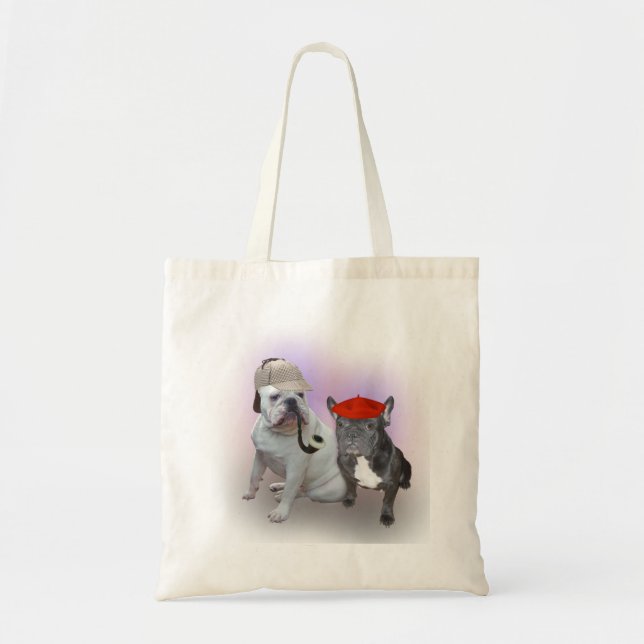 English Bulldog and French Bulldog Tote Bag (Front)