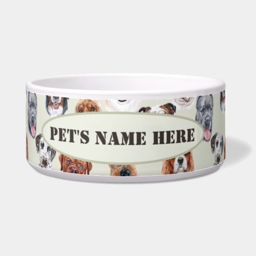 English bulldog and friends personalized pet bowl
