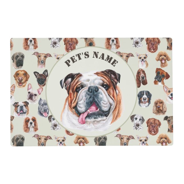 English bulldog and friends personalized placemat (Front)
