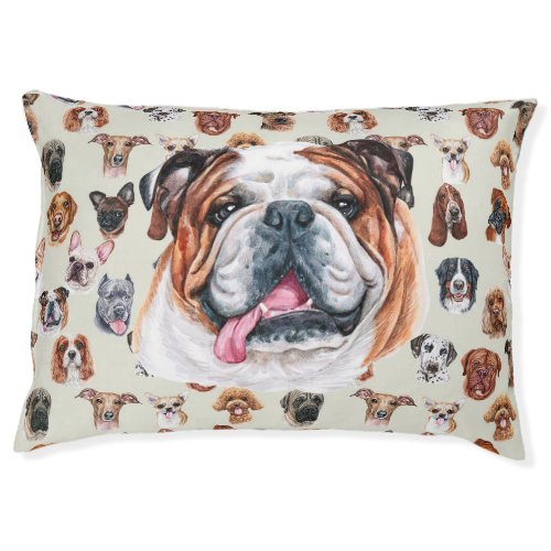 English bulldog and friends  pet bed