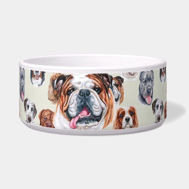 English bulldog and friends pet bowl (Left)