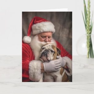 English Bulldog and Santa #3 Holiday Card