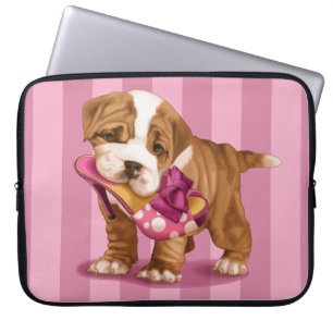 English bulldog and shoe laptop sleeve