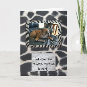English bulldog & animal print happy birthday card