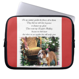English Bulldog Art Summer Garden Laptop Sleeve