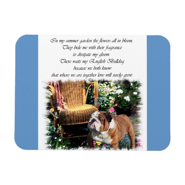 English Bulldog Art Summer Garden Magnet (Horizontal)