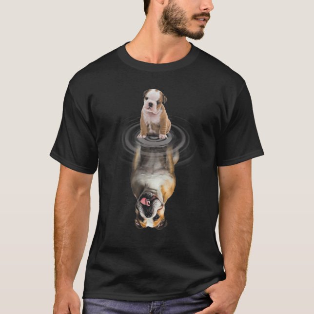 English Bulldog Baby Reflection Mirror English Bul T-Shirt (Front)