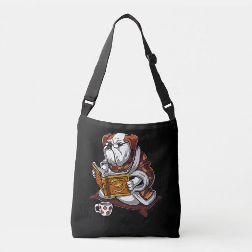 English Bulldog Book Reading Dog Funny Pet Crossbody Bag