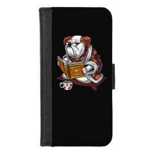 English Bulldog Book Reading Dog Funny Pet iPhone 8/7 Wallet Case
