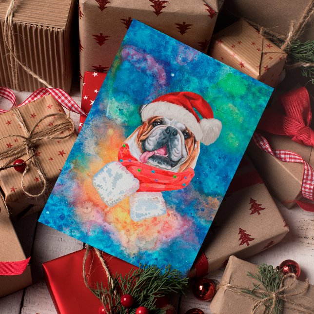 English Bulldog Breed Dog Christmas Holiday Postcard (Creator Uploaded)