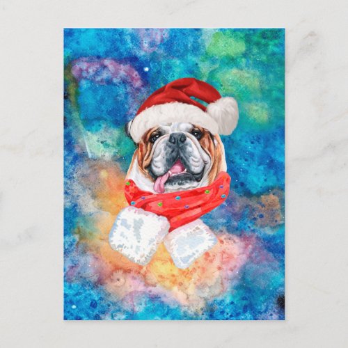 English Bulldog Breed Dog Christmas Holiday Postcard