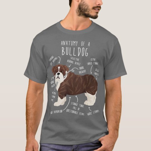 English Bulldog Brindle Dog Anatomy 1 T_Shirt