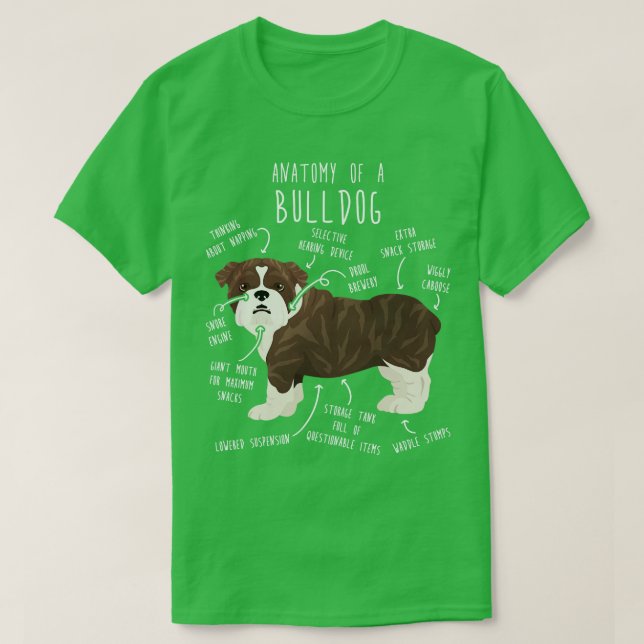English Bulldog Brindle Dog Anatomy 1 T-Shirt (Design Front)
