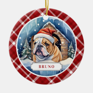 English Bulldog Ceramic Circle Ornament