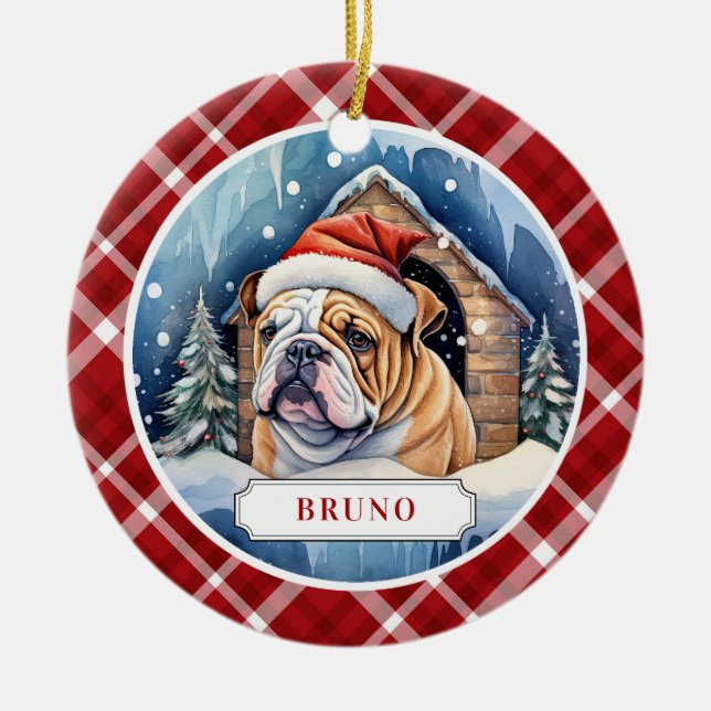 English Bulldog Ceramic Circle Ornament (Front)