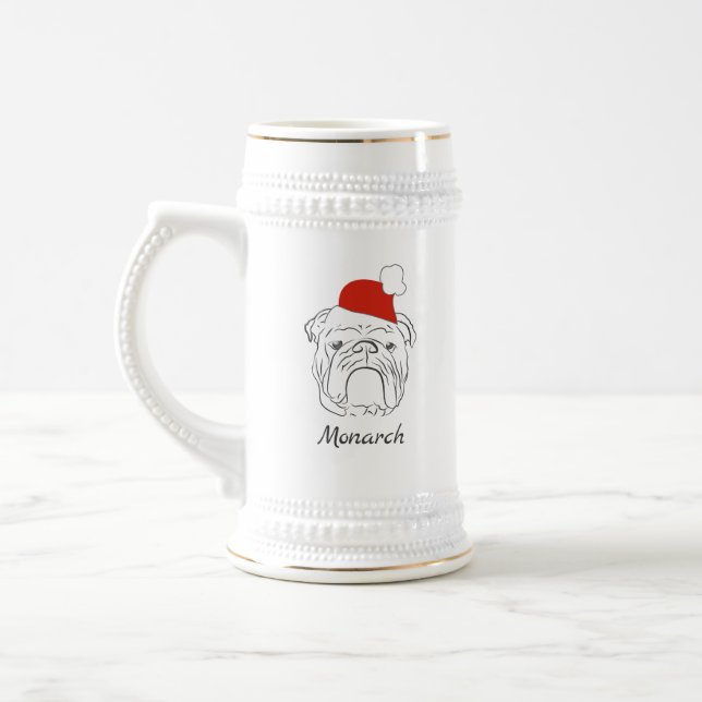 English Bulldog Christmas Beer Stein (Left)