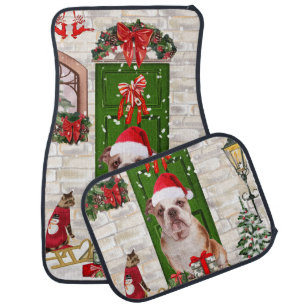 English Bulldog Christmas Car Floor Mat