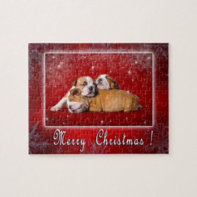 English Bulldog Christmas card Jigsaw Puzzle (Horizontal)