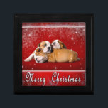 English Bulldog Christmas card Keepsake Box<br><div class="desc">English Bulldog puppies Christmas card</div>