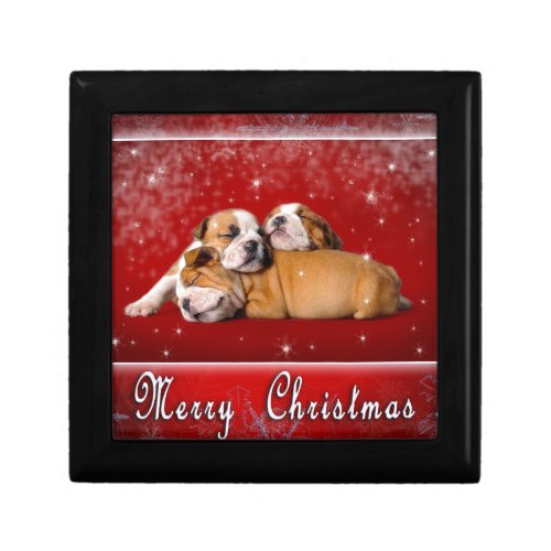English Bulldog Christmas card Keepsake Box