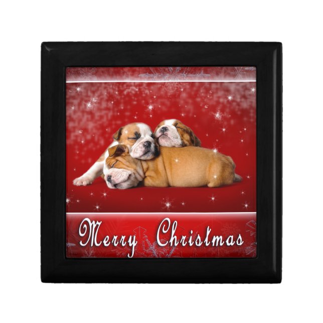 English Bulldog Christmas card Keepsake Box (Front)