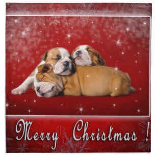 English Bulldog Christmas card Napkin