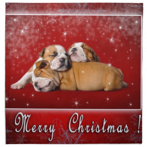 English Bulldog Christmas card Napkin