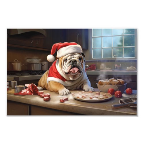 English Bulldog Christmas Cookies Holiday Photo Print