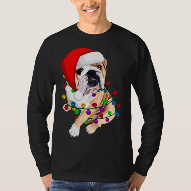 English Bulldog Christmas Dogmas Santa Hat Xmas Do T-Shirt (Front)