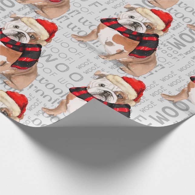 English Bulldog Christmas for Dog Lovers Wrapping Paper (Corner)