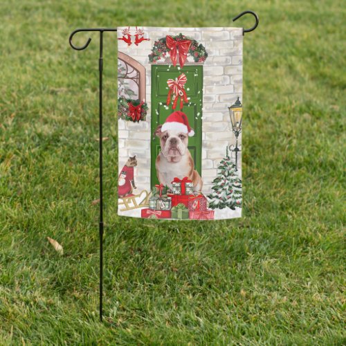 English Bulldog Christmas   Garden Flag