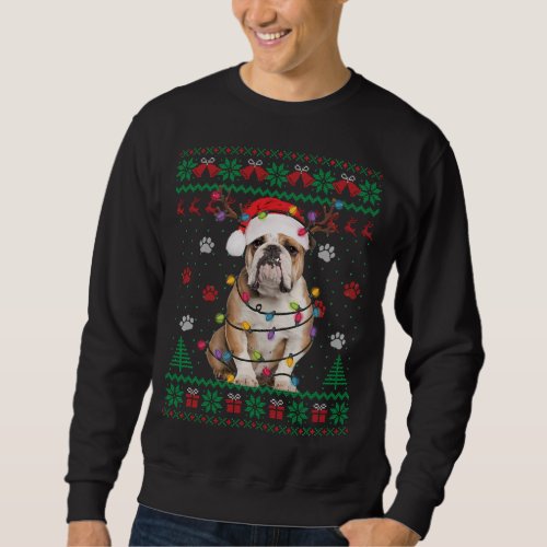English Bulldog Christmas Lights Santa Dog Lover U Sweatshirt