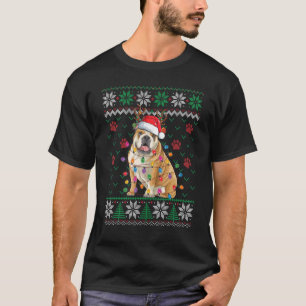English Bulldog Christmas Lights Santa Reindeer Ug T-Shirt