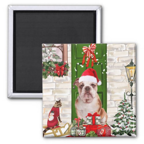 English Bulldog Christmas   Magnet