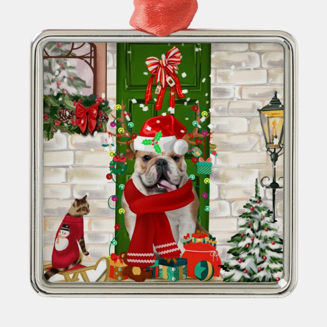 English Bulldog Christmas   Metal Ornament (Front)