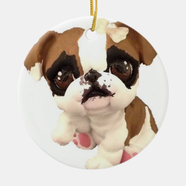 English Bulldog Christmas Ornament (Front)