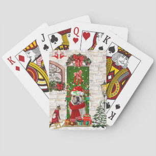 English Bulldog Christmas Poker Cards