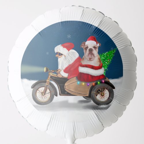 English Bulldog Christmas Santa Claus  Balloon