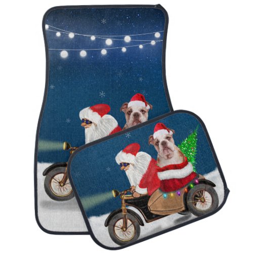 English Bulldog Christmas Santa Claus  Car Floor Mat