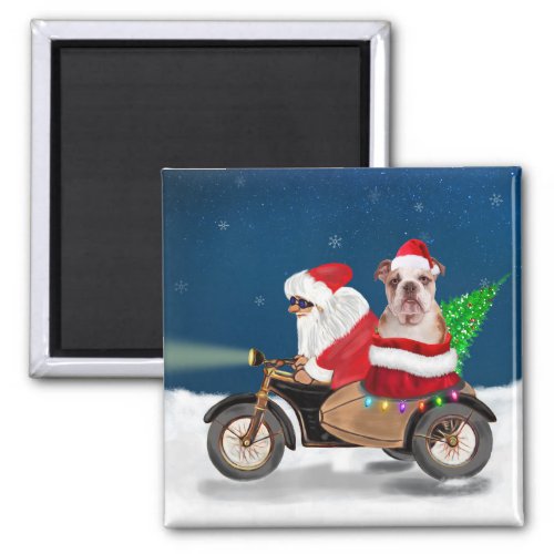 English Bulldog Christmas Santa Claus  Magnet