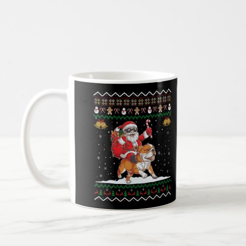 English Bulldog Christmas Santa Claus Riding Sheph Coffee Mug