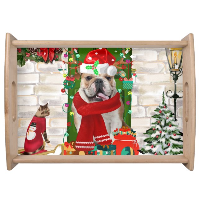 English Bulldog Christmas   Serving Tray (Front)