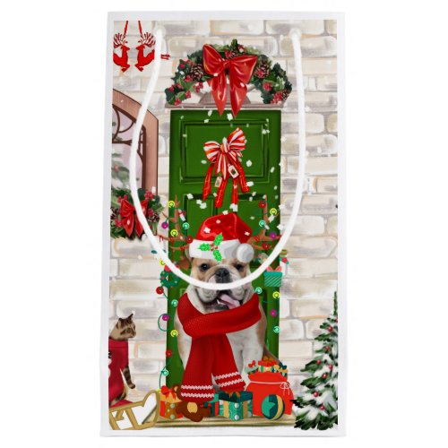 English Bulldog Christmas   Small Gift Bag