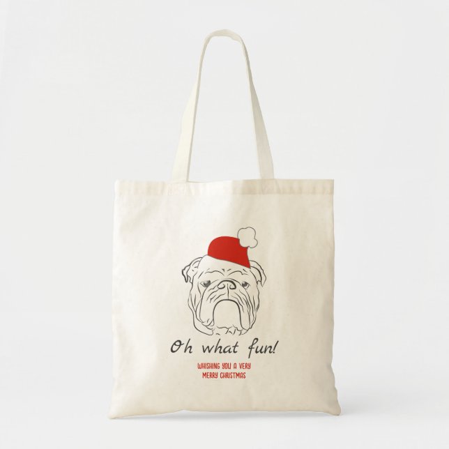 English Bulldog Christmas Tote Bag (Front)