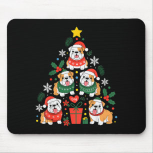 English Bulldog Christmas Tree Dog Lover Women Men Mouse Pad